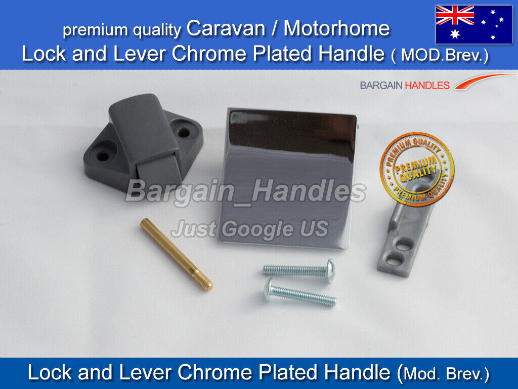 Caravan lock and Lever ,Motorhome, Cupboard handle Chrome latch, mod.brev