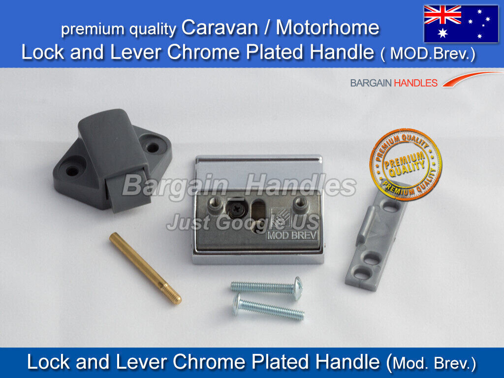 Caravan lock and Lever ,Motorhome, Cupboard handle Chrome latch, mod.brev