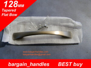 Premium kitchen door pulls 10 x 128 mm Tapered Flat Bow Brushed Stainless finish