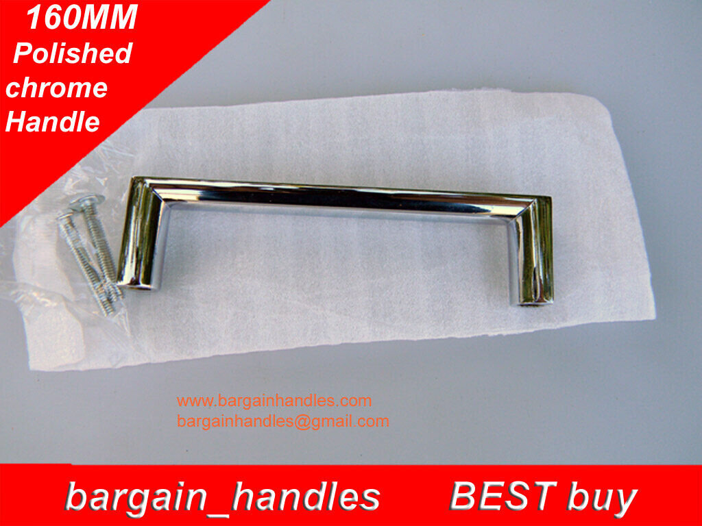 Momo 160mm Polished Chrome Square Cabinet Handle Kitchen Drawer Pull