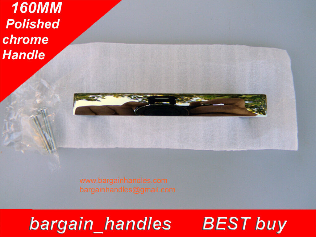 Momo 160mm Polished Chrome Square Cabinet Handle Kitchen Drawer Pull