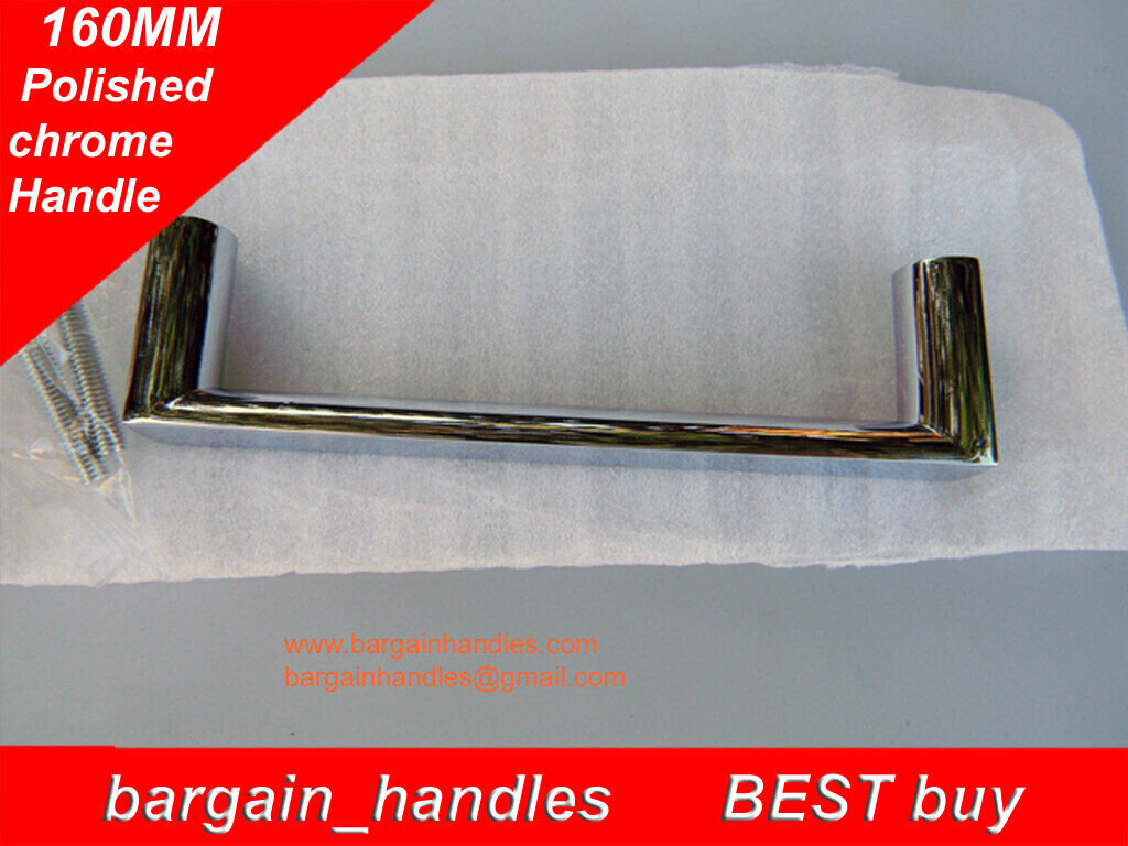 Momo 160mm Polished Chrome Square Cabinet Handle Kitchen Drawer Pull