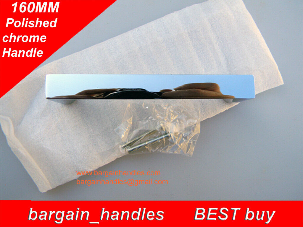 Momo 160mm Polished Chrome Square Cabinet Handle Kitchen Drawer Pull