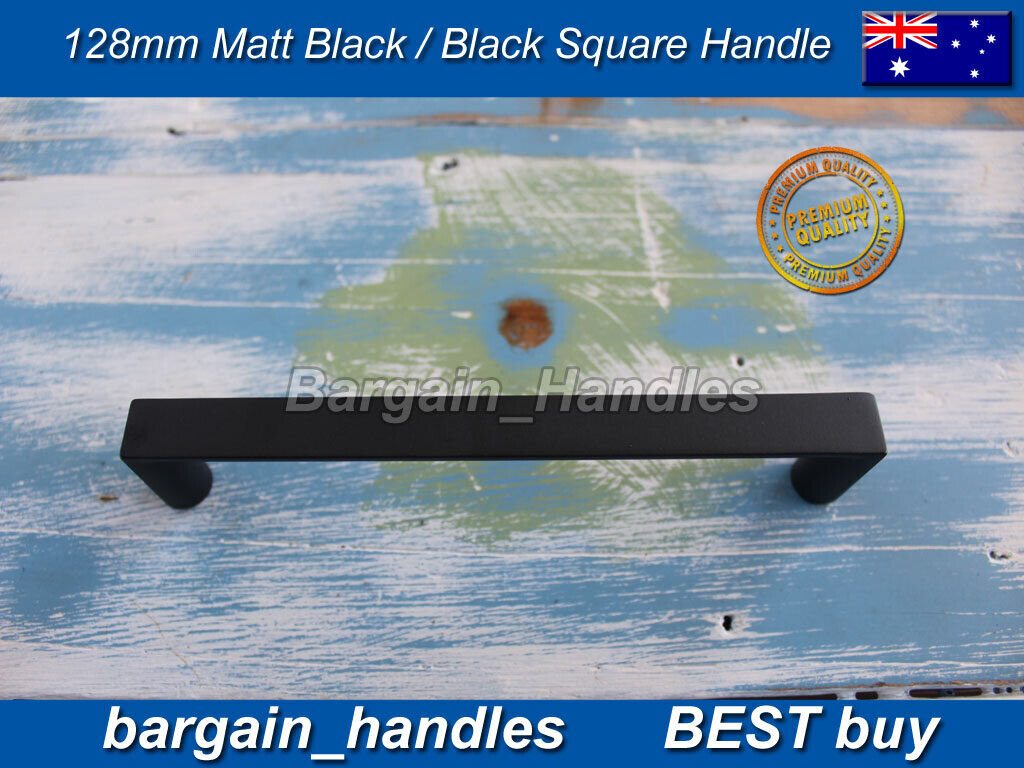 Black Kitchen Cabinet Handles 128mm Cupboard Pulls Door Drawer Knobs