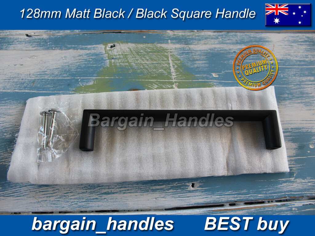 Black Kitchen Cabinet Handles 128mm Cupboard Pulls Door Drawer Knobs