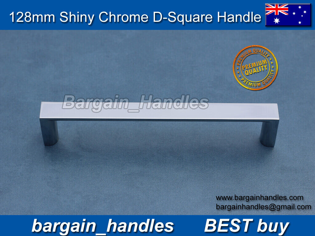 kitchen cabinet door handles polished chrome D-Square Pulls Handles 35 x 128 mm