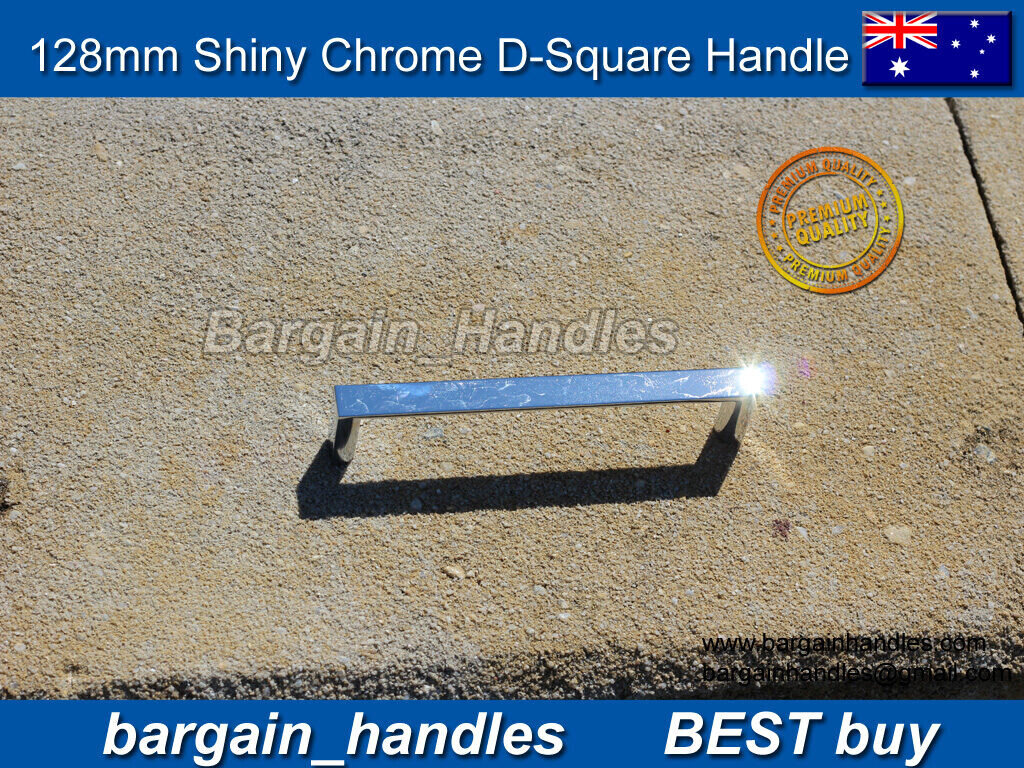 kitchen cabinet door handles polished chrome D-Square Pulls Handles 35 x 128 mm
