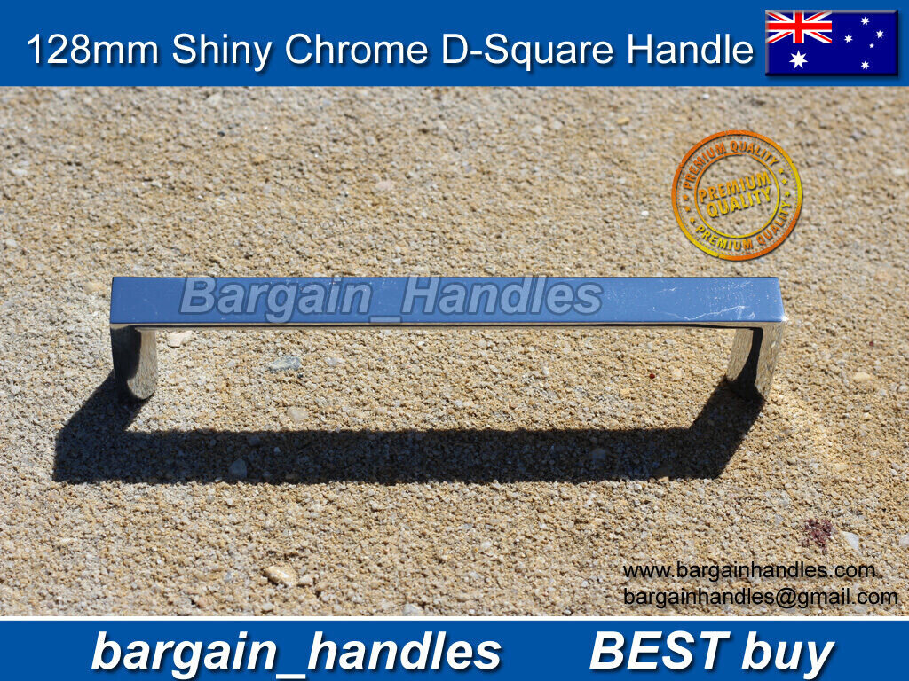 kitchen cabinet door handles polished chrome D-Square Pulls Handles 35 x 128 mm
