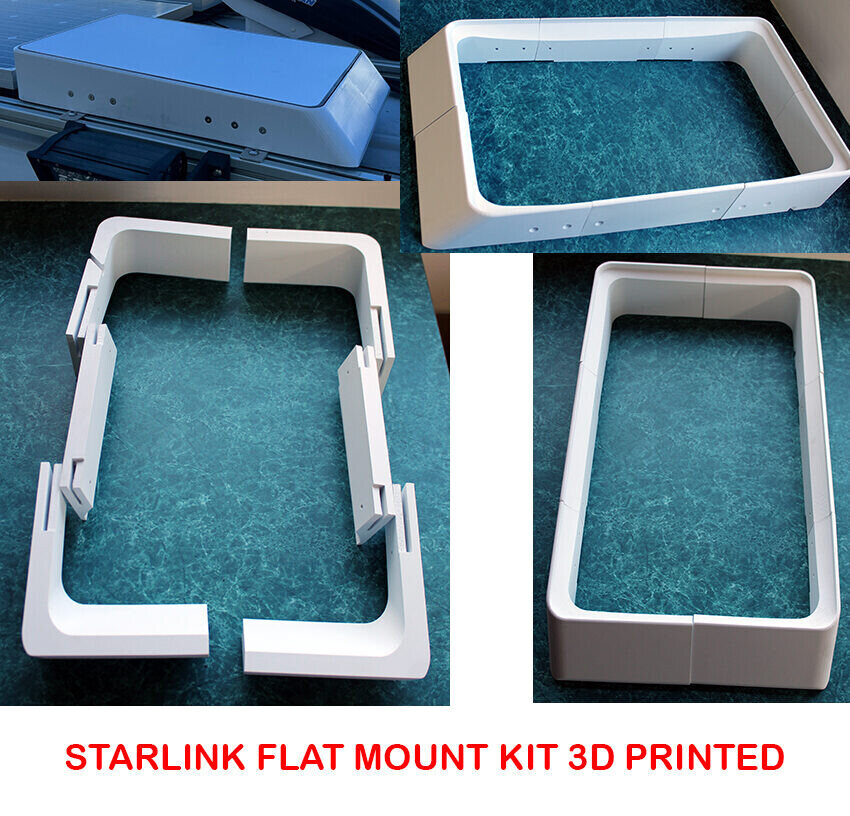 Flat Mount Kit Rectangular Starlink Dishy (Gen2) Roof Rack – Caravan – Camper White