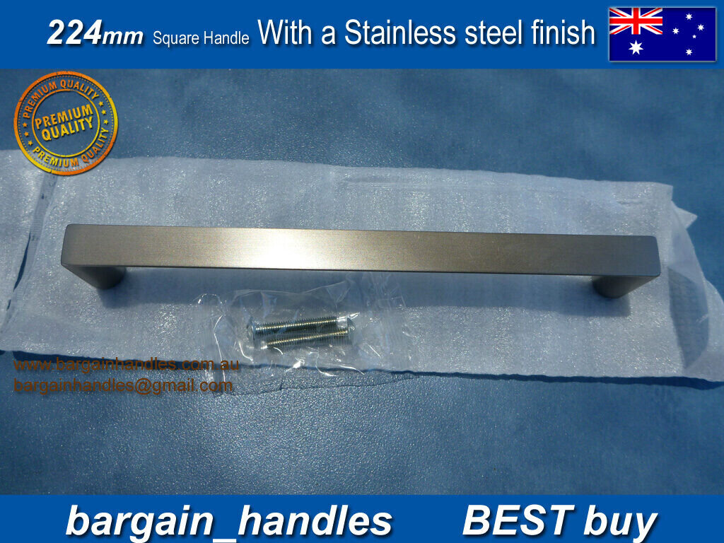 Kitchen pull Square Handles D-Square Brushed Stainless Steel Finish 25 x 224 mm