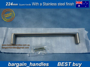 Kitchen pull Square Handles D-Square Brushed Stainless Steel Finish 25 x 224 mm