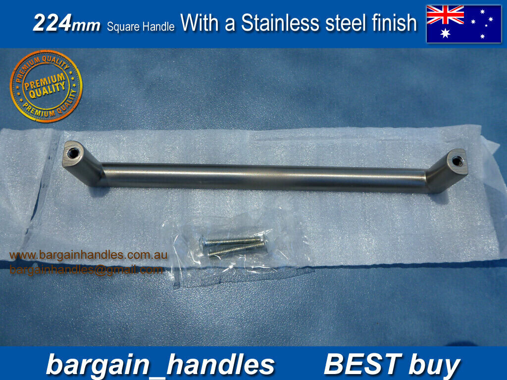 Kitchen pull Square Handles D-Square Brushed Stainless Steel Finish 25 x 224 mm