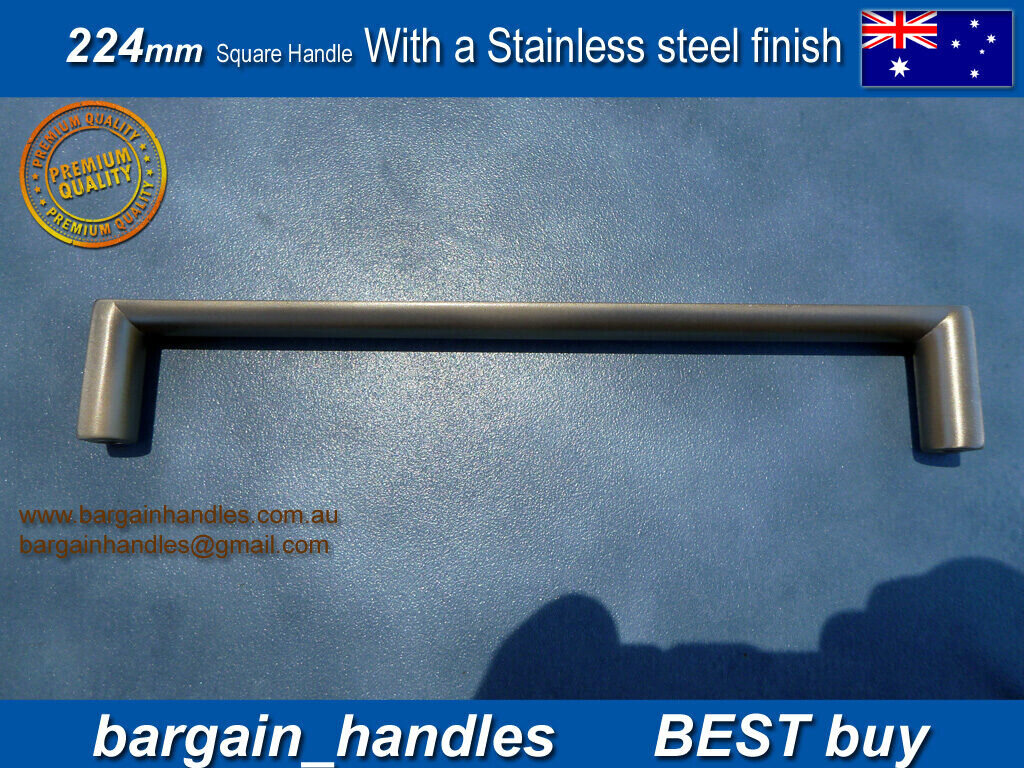 Kitchen pull Square Handles D-Square Brushed Stainless Steel Finish 25 x 224 mm