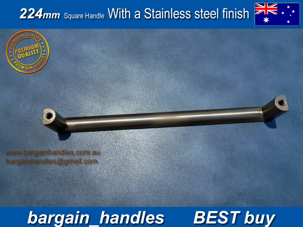 Kitchen pull Square Handles D-Square Brushed Stainless Steel Finish 25 x 224 mm