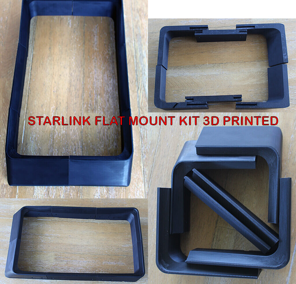 Flat Mount Kit Rectangular Starlink Dishy (Gen2) Roof Rack – Caravan – Camper black