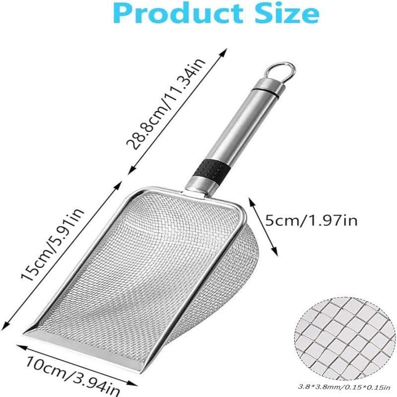 3.8mm Small Hole Cat Litter Scoop Stainless Steel Handle Pet Cleaning Shovel