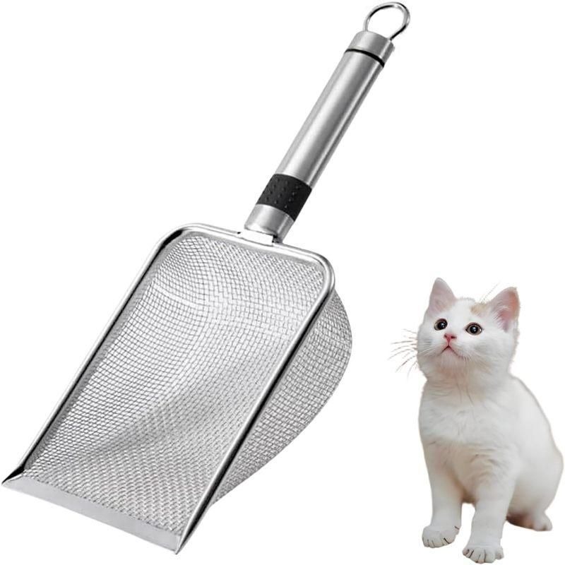 3.8mm Small Hole Cat Litter Scoop Stainless Steel Handle Pet Cleaning Shovel