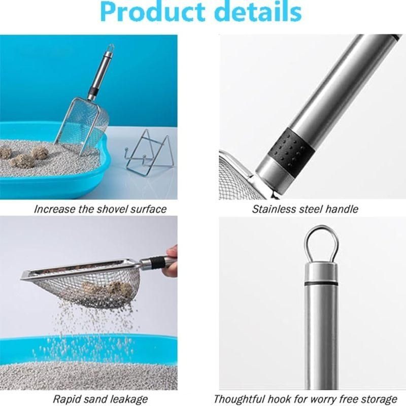 3.8mm Small Hole Cat Litter Scoop Stainless Steel Handle Pet Cleaning Shovel