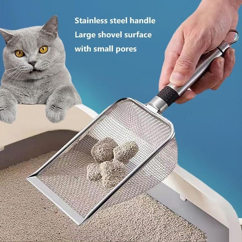 3.8mm Small Hole Cat Litter Scoop Stainless Steel Handle Pet Cleaning Shovel