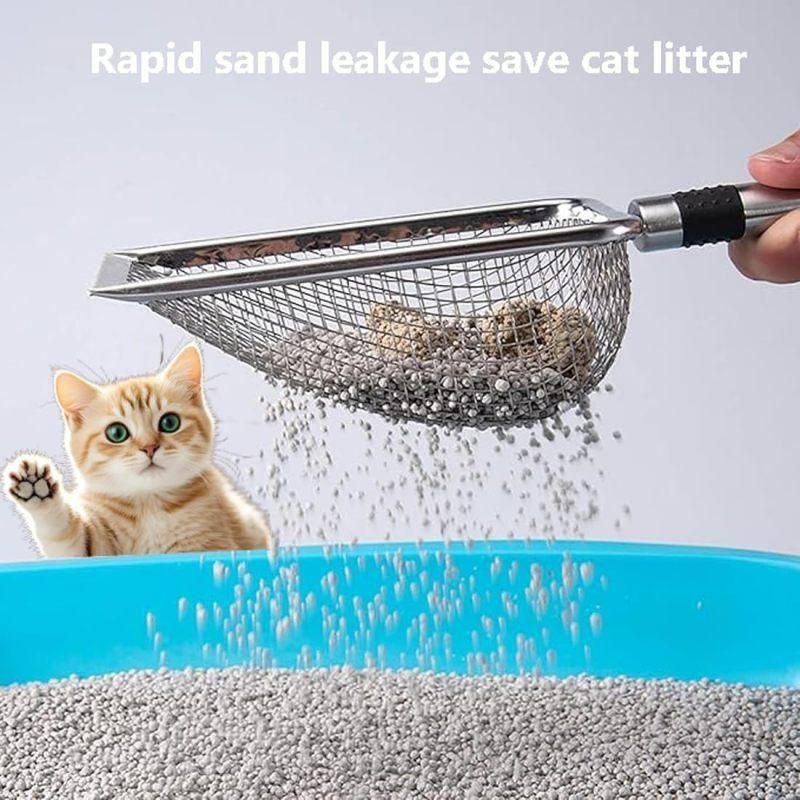 3.8mm Small Hole Cat Litter Scoop Stainless Steel Handle Pet Cleaning Shovel