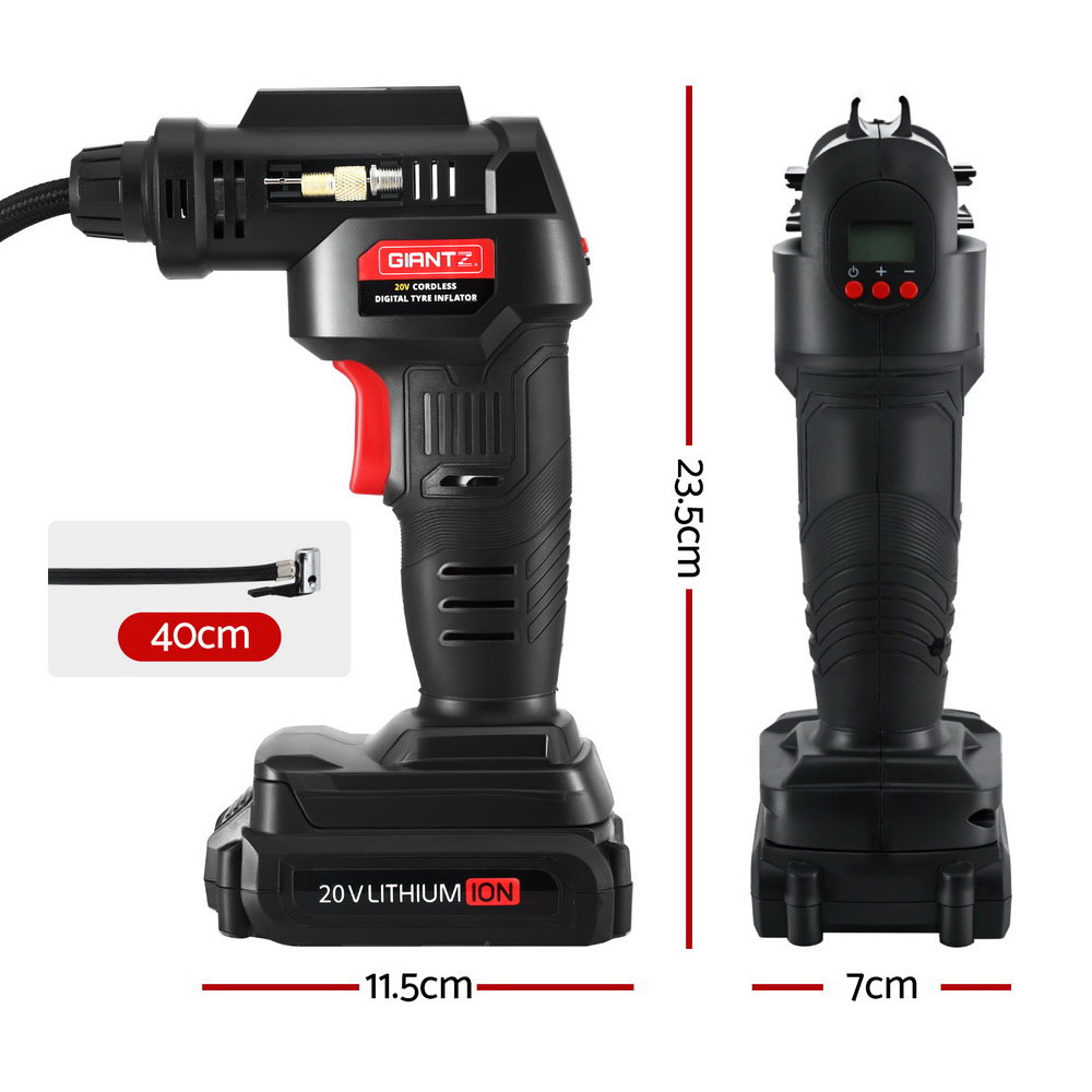 Giantz Cordless Tyre Inflator Portable Air Compressor Pump 20V 120PSI Digital