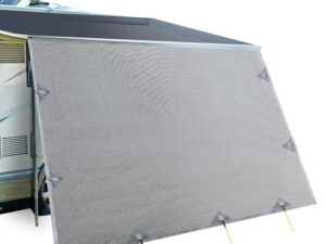 Caravan Privacy Screen Roll Out Awning 3.4x1.95M End Wall Side Sun Shade Grey