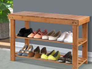 Artiss Shoe Rack Shoe Bench 10 Pairs Bamboo