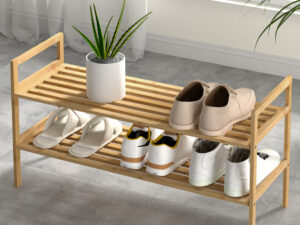 Artiss Shoe Rack Cabinet Bamboo Storage Organiser Pine