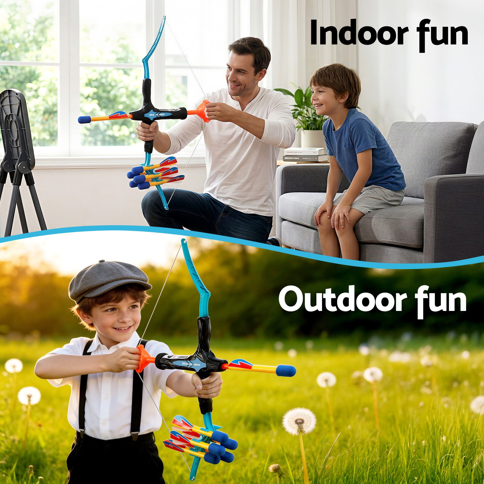 Keezi Kids Bow & Arrow Set Outdoor Sport Game Archery Toys 6 Arrows Children