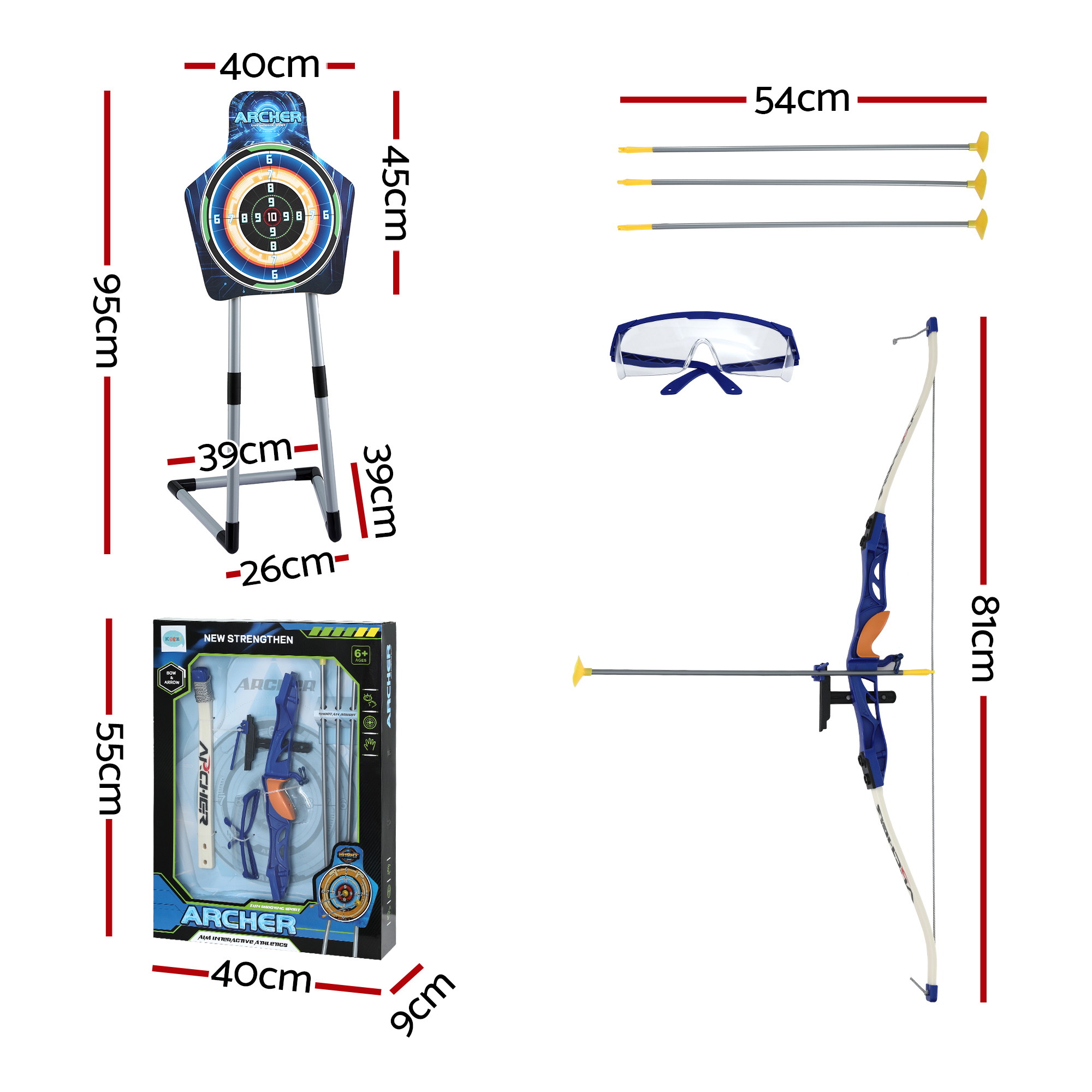 Keezi Kids Bow & Arrow Set Toy Archery Standing Target Suction Cup Arrows