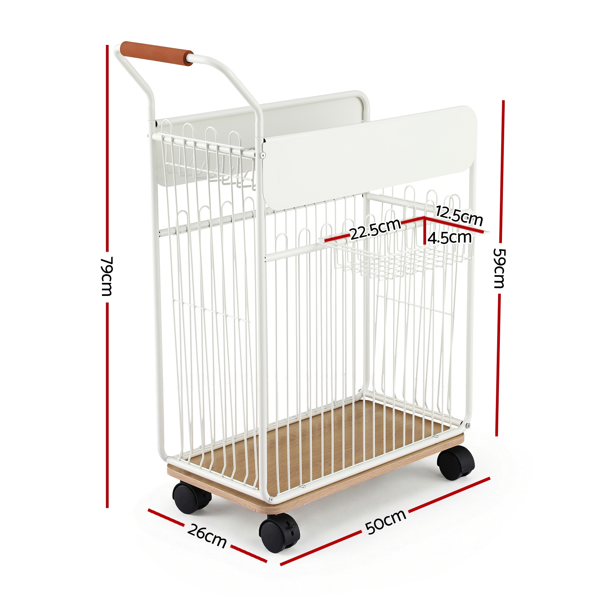 Everfit Yoga Mat Storage Rack Mobile Holder w/ Wheels Basket Home Gym Storage
