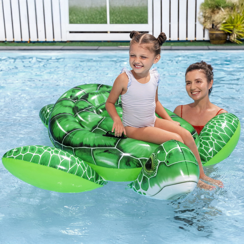 Bestway Float Turtle Rider Inflatable Ride On Floating Pool Lounger 153x140CM