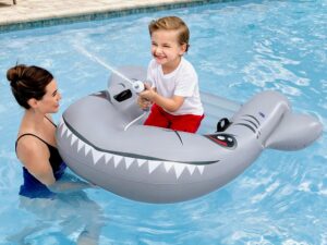 Bestway Shark Ride-On Pool Float Toy Floaties for Kids 45kg Capacity Grey