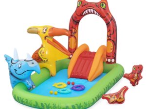 Bestway Kids Inflatable Play Splash Pool with Slide Ball Tossing Toys 242x140cm