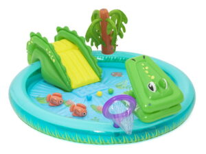 Bestway Kids Inflatable Splash Play Pool with Slide Ball Crocodile Fishing Net