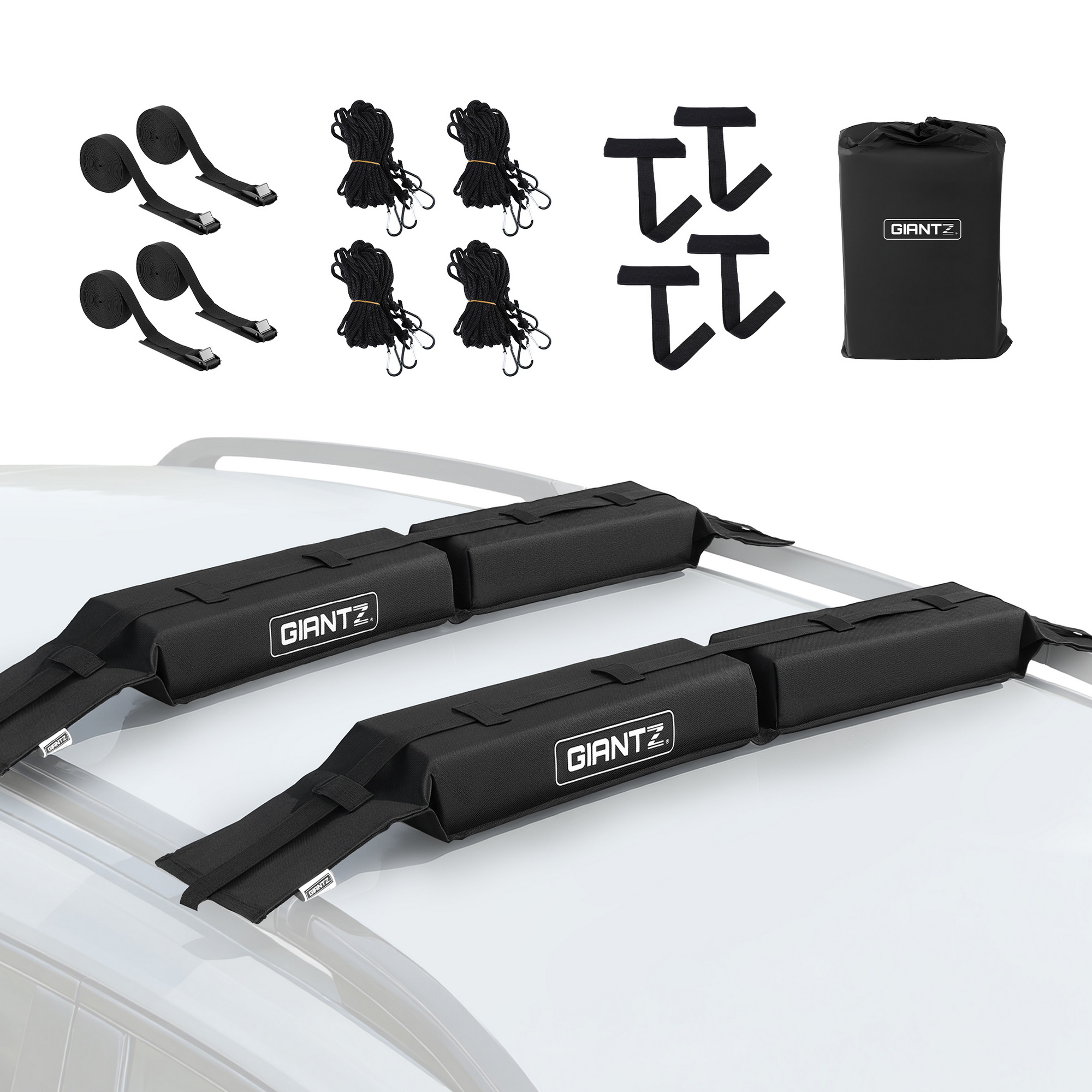 GIANTZ Kayak Roof Rack for Car, Universal Soft Roof Rack Pads for Surfboard SUP