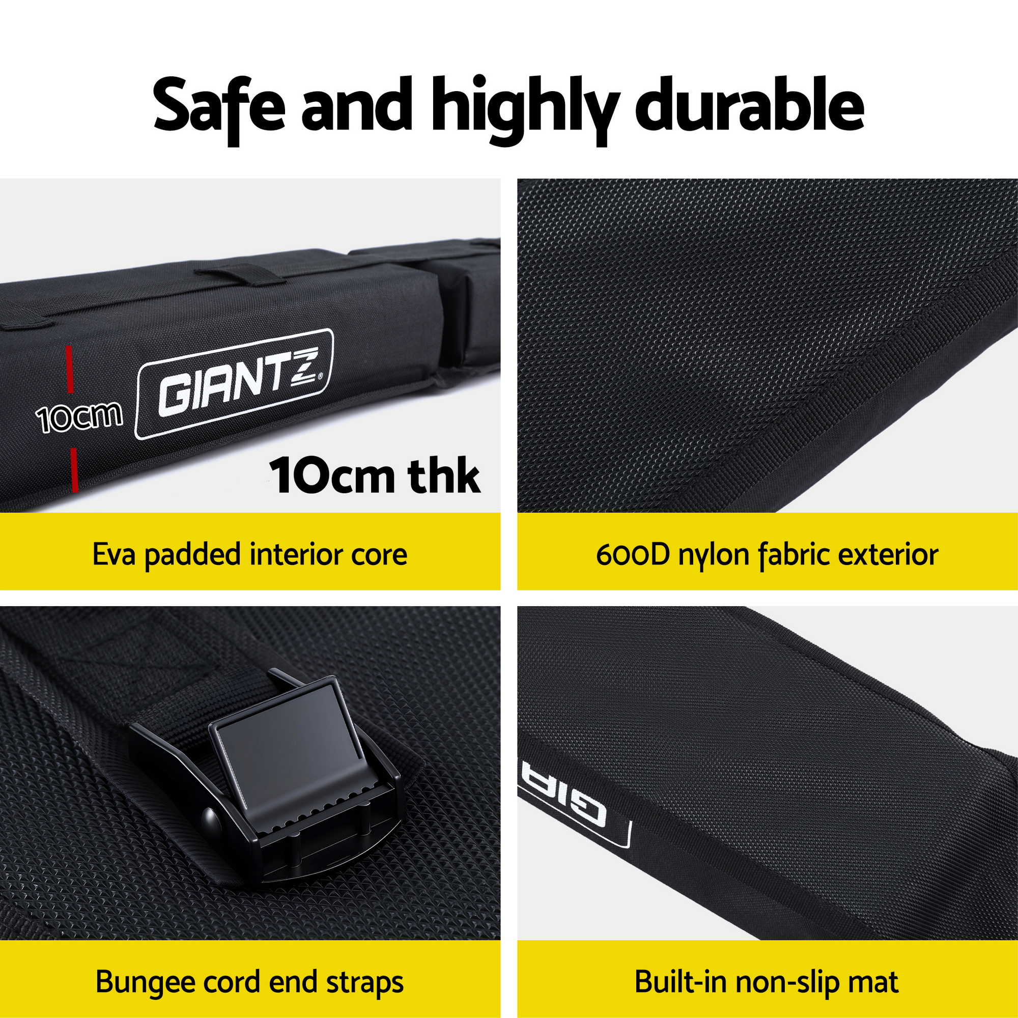 GIANTZ Kayak Roof Rack for Car, Universal Soft Roof Rack Pads for Surfboard SUP