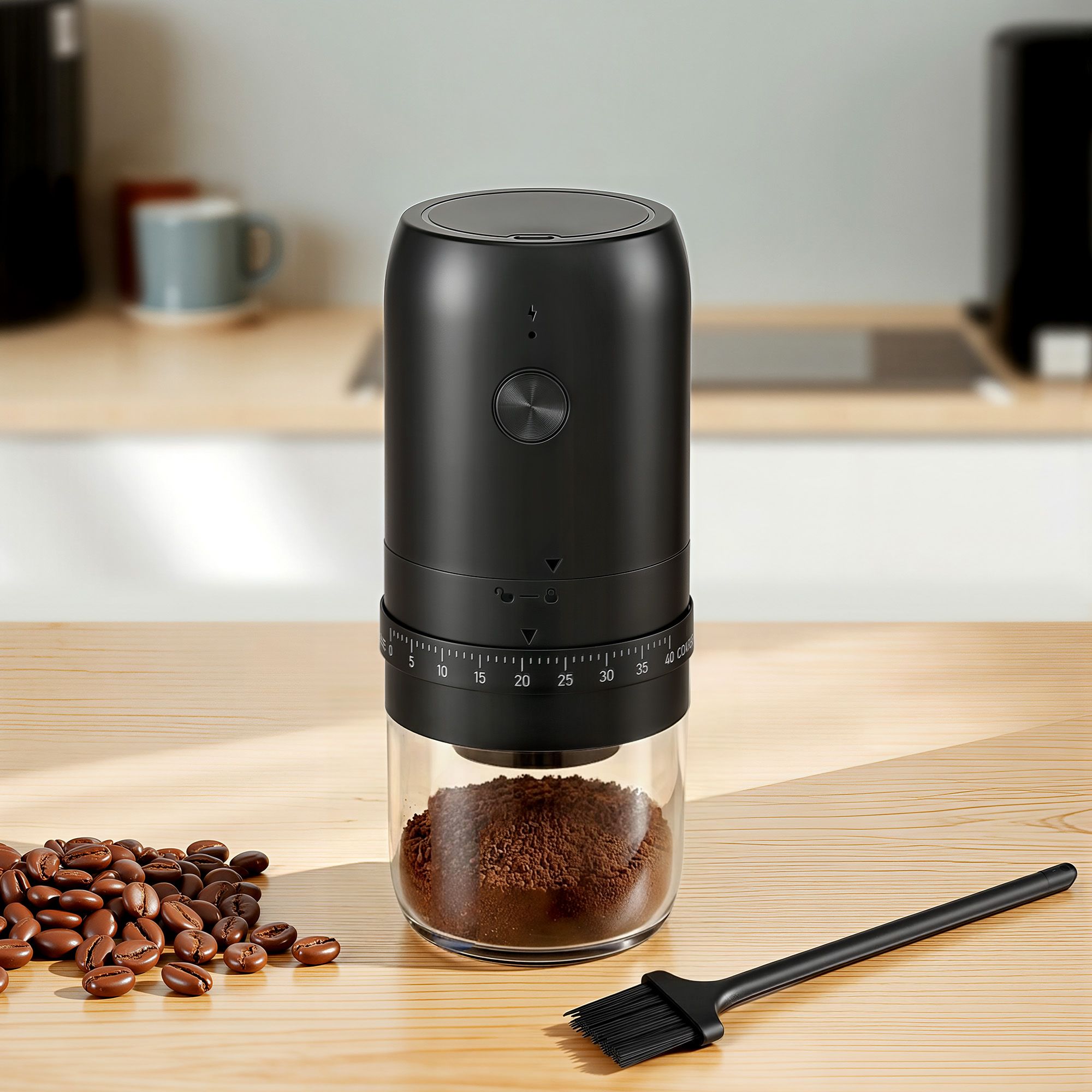 Devanti Electric Coffee Grinder USB-C Rechargeable Portable Coffee Bean Grinder