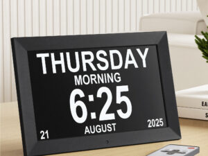 Artiss 10" Digital Day Clock Alarm Calendar Dementia Date Week Desk Clocks Black