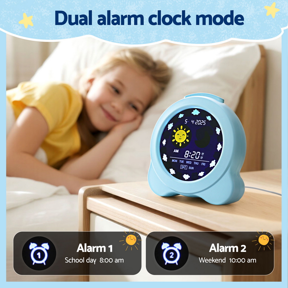 Artiss 3.8" Digital Day Clock Calendar Alarm LCD Display Blue