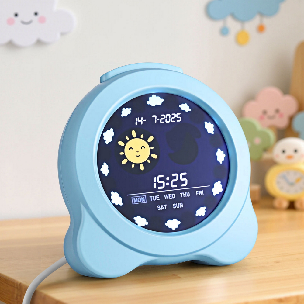 Artiss 3.8" Digital Day Clock Calendar Alarm LCD Display Blue