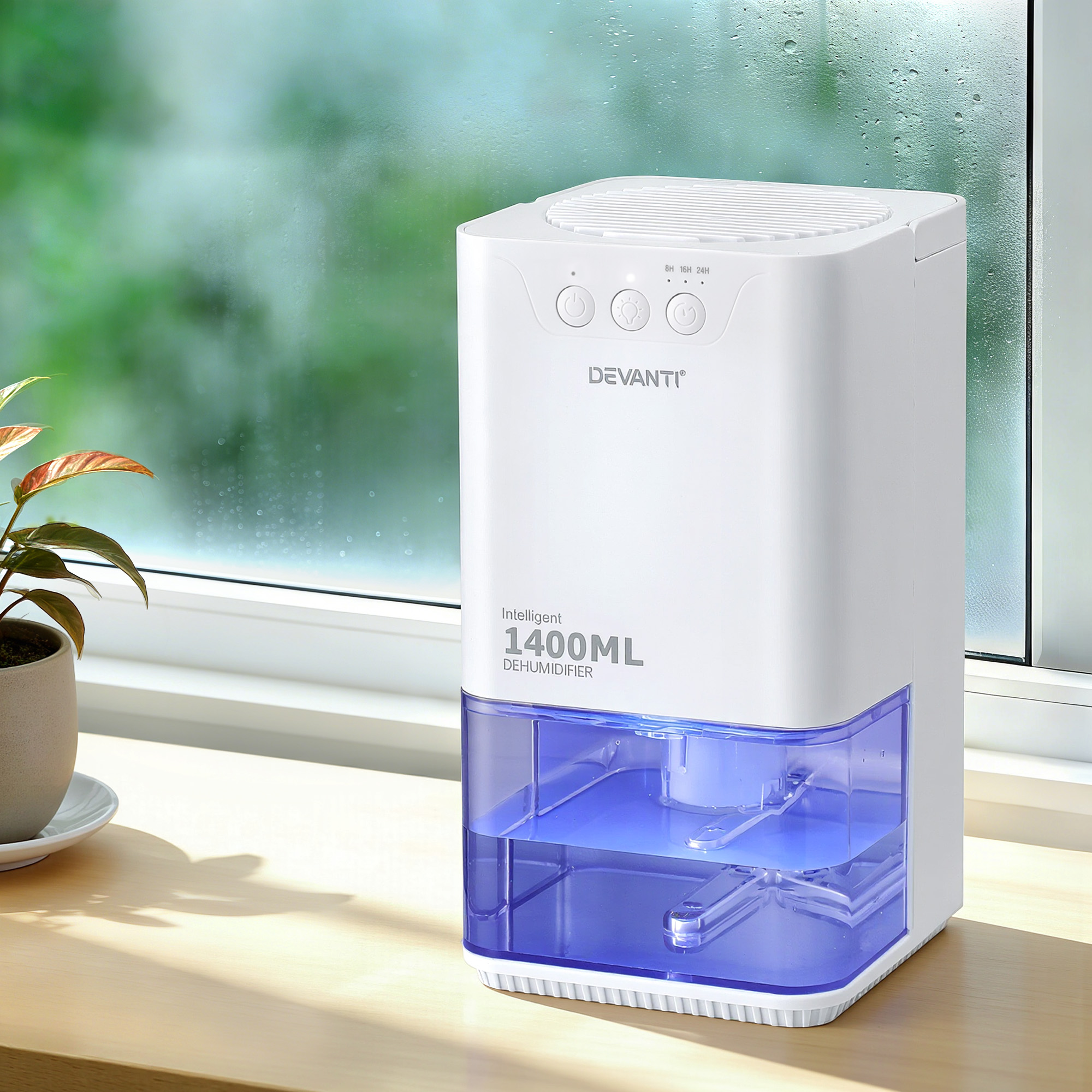 Devanti 1400ML Portable Dehumidifier Quiet Sleep Mode Timer Auto Off Bedroom