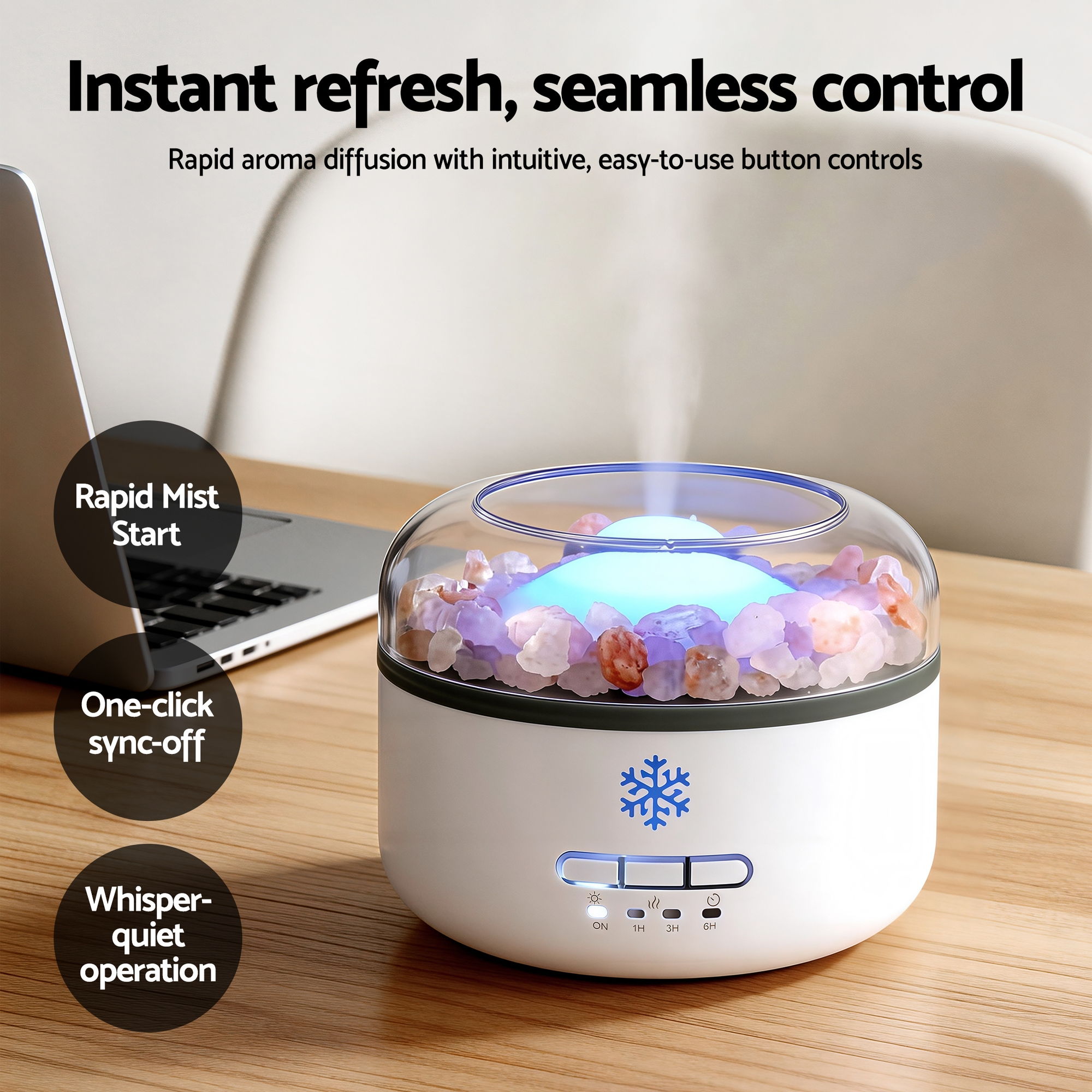 Devanti 150ml Salt Lamp Aroma Diffuser Ultrasonic Humidifier Purifier 7 LED