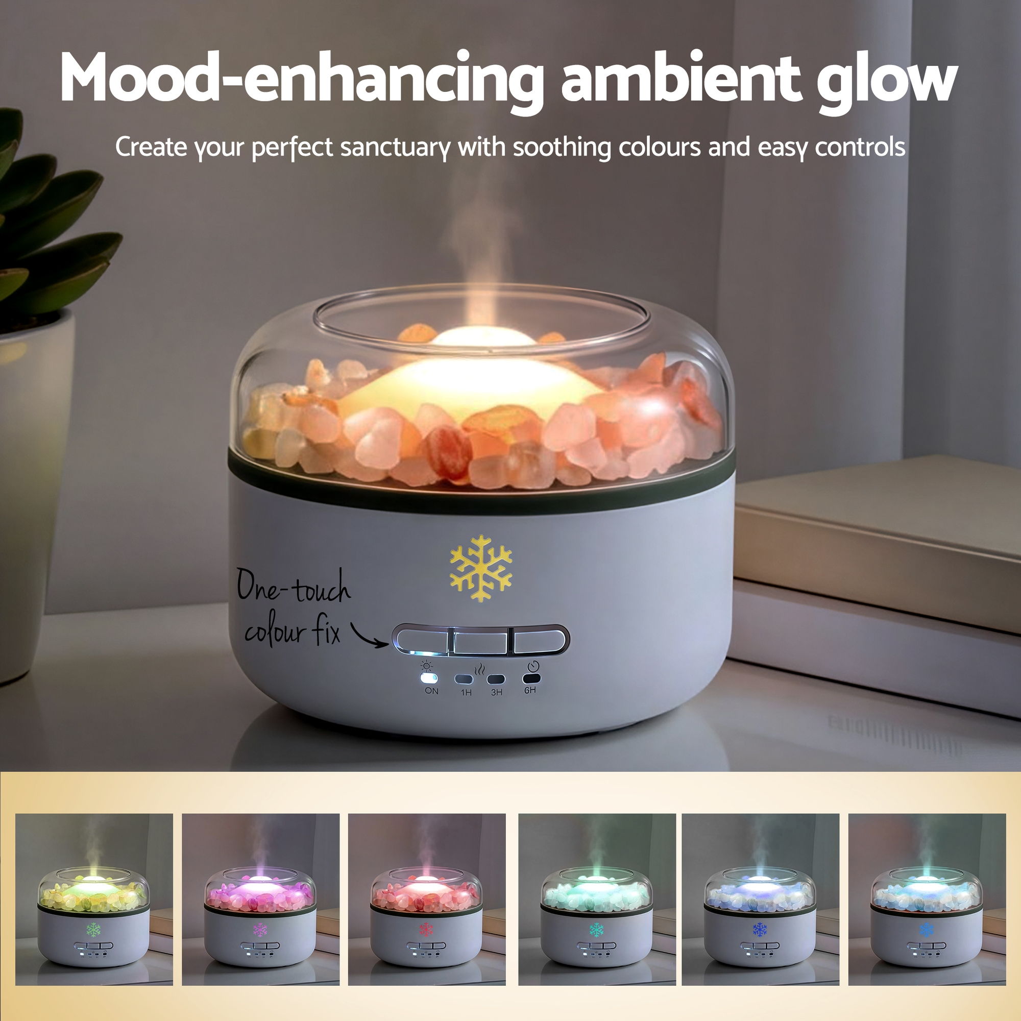 Devanti 150ml Salt Lamp Aroma Diffuser Ultrasonic Humidifier Purifier 7 LED