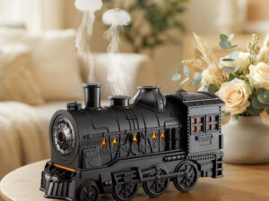 Devanti Train Aroma Diffuser Essential Oil Humidifier 300ml Smoke Ring LED Timer
