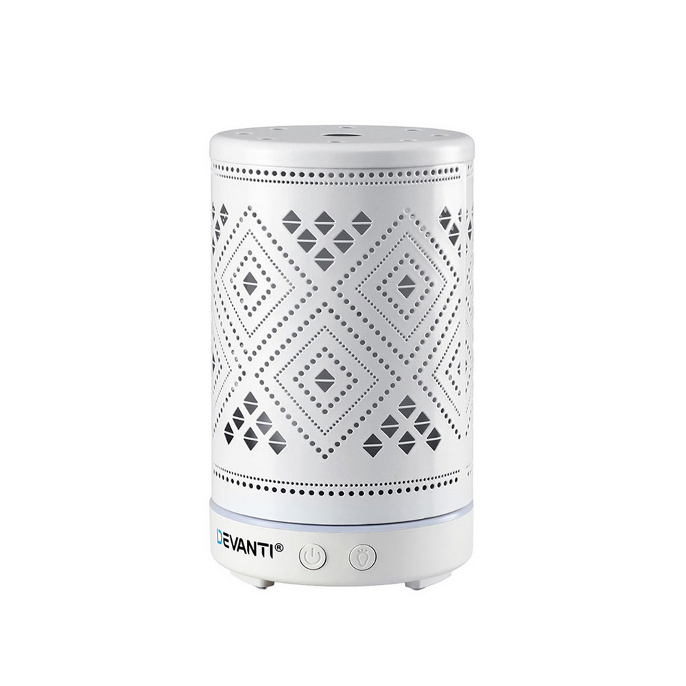 Devanti Ultrasonic Aroma Diffuser Aromatherapy 100ml LED Lights Iron Humidifier