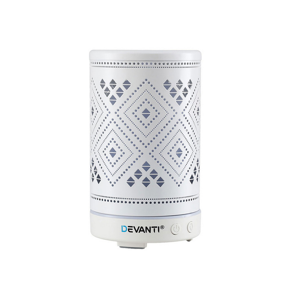 Devanti Ultrasonic Aroma Diffuser Aromatherapy 100ml LED Lights Iron Humidifier