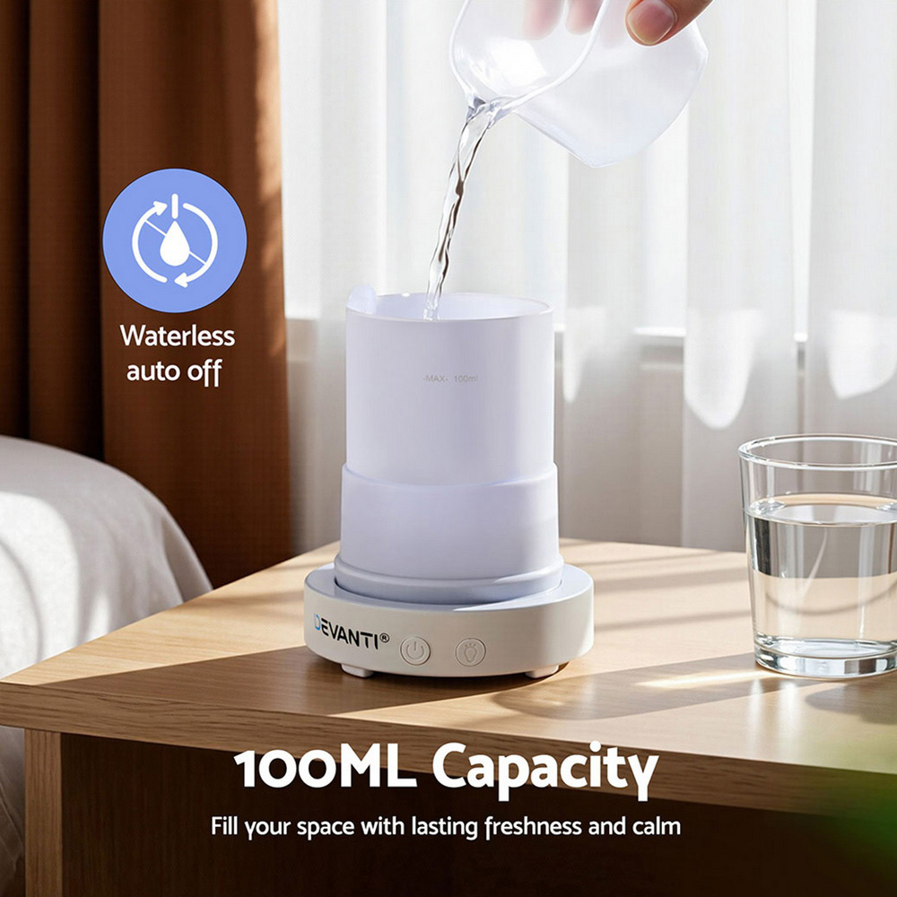 Devanti Ultrasonic Aroma Diffuser Aromatherapy 100ml LED Lights Iron Humidifier