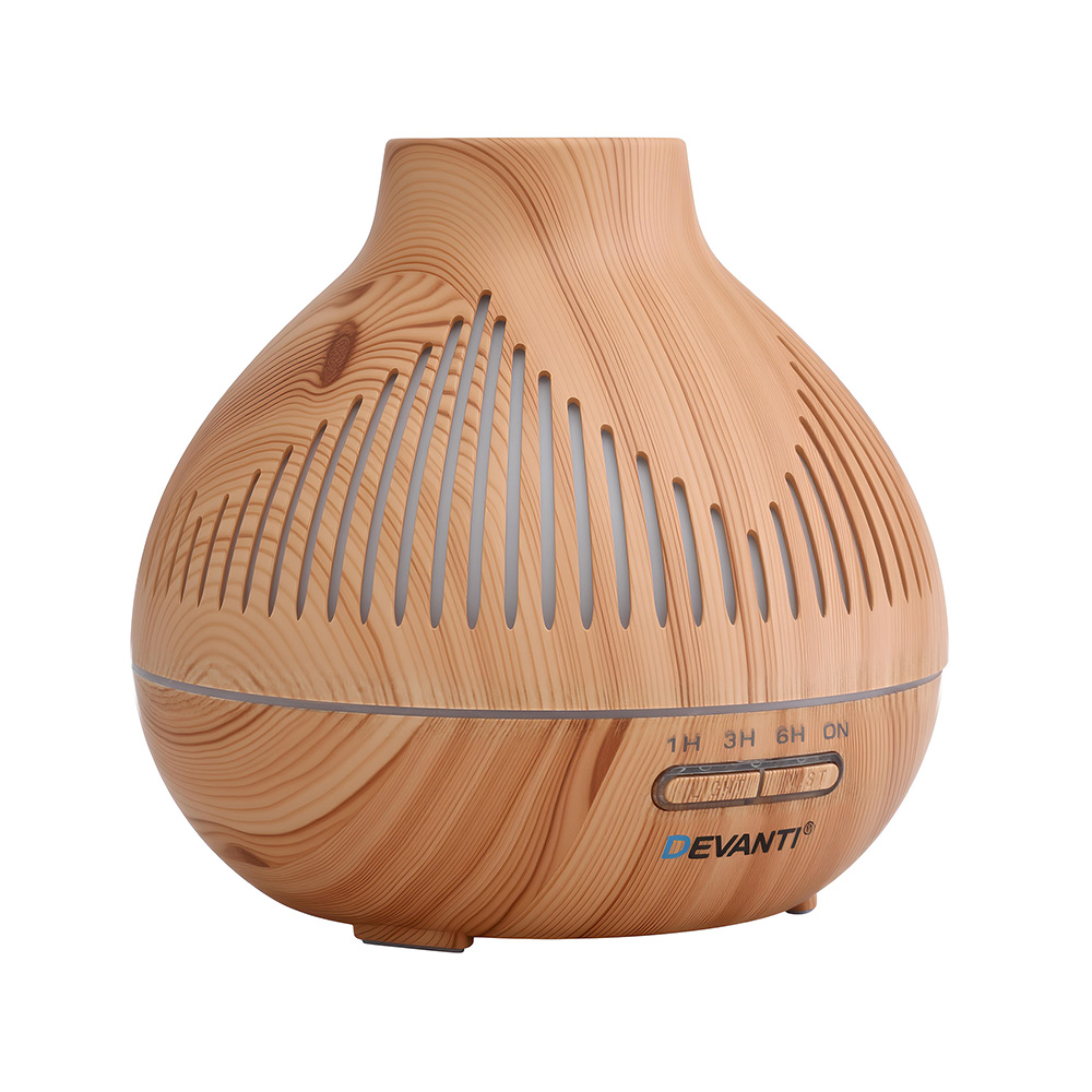 Devanti Ultrasonic Aroma Diffuser Aromatherapy 400ml LED Lights Iron Humidifier