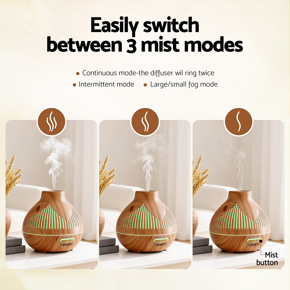 Devanti Ultrasonic Aroma Diffuser Aromatherapy 400ml LED Lights Iron Humidifier